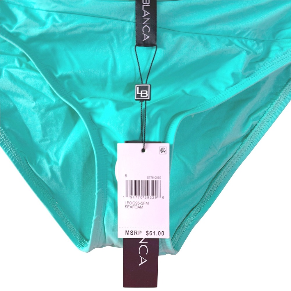 NWT La Blanca Island Goddess Fold Over Bikini Bottoms Seafoam Green Size 8 - Picture 4 of 4
